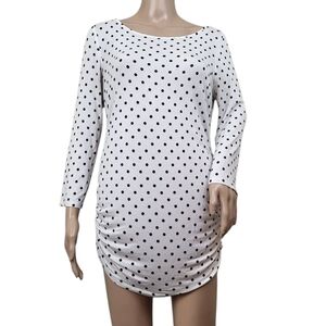 Motherhood Maternity Polka Dot 3/4 Sleeve Side Ruched Tee